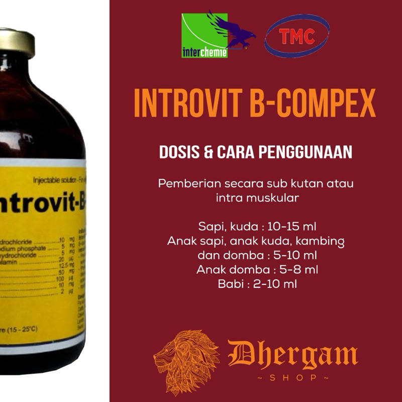 Jual INTROVIT B COMPLEX / INJEKSI B KOMPLEK / VITAMIN HEWAN TERNAK SAPI ...