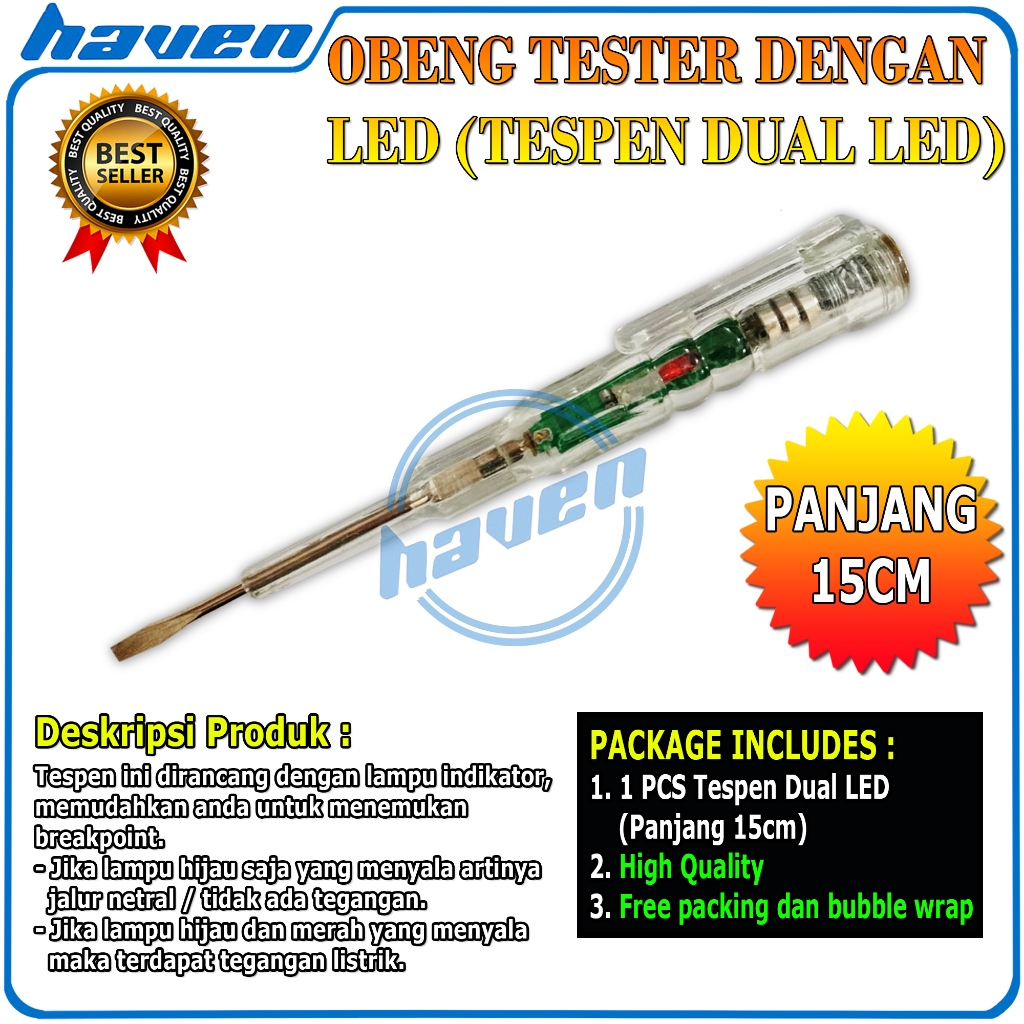 Jual Obeng Tester Tespen Obeng Tes With Indicator Dual LED Tespen Minus ...