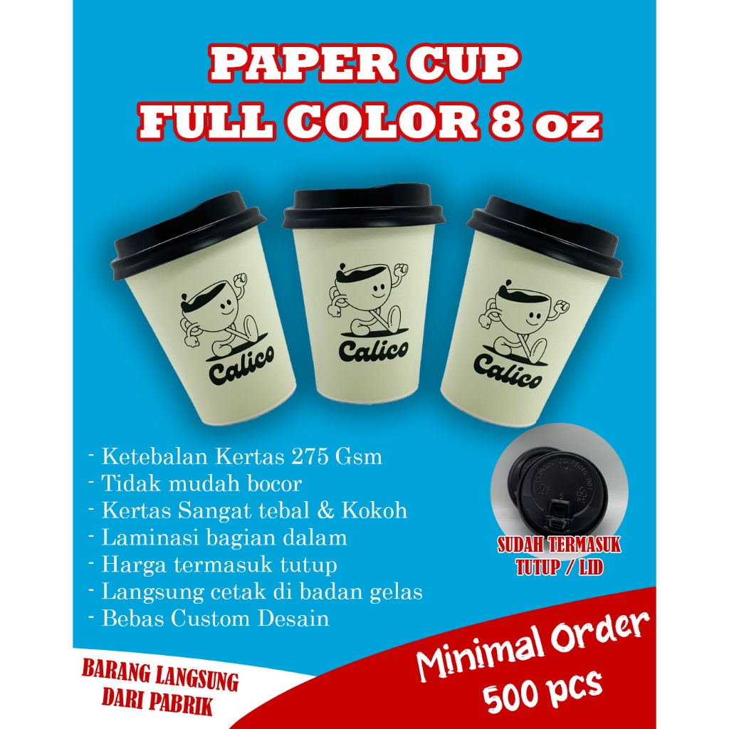 Jual (MIN ORDER 500 PCS) Paper Cup Full color/cetak gelas kertas/paper ...