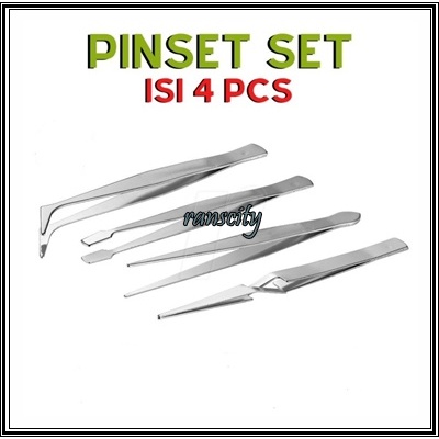 Jual SET 4 PCS 4 IN 1 / PINSET STAINLESS PINGSET MINI SET ALAT JEPIT ...