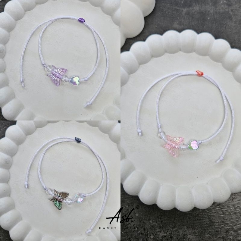 Jual [GMK13] Gelang Manik Kombinasi Butterfly Love Kombain Tali Satin