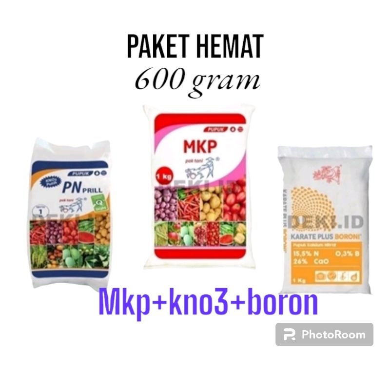 original paket hemat pupuk MKP, KNO3 PUTIH DAN BORON ( BONUS NPK MUTIARA) 3 in 1 untuk tanaman