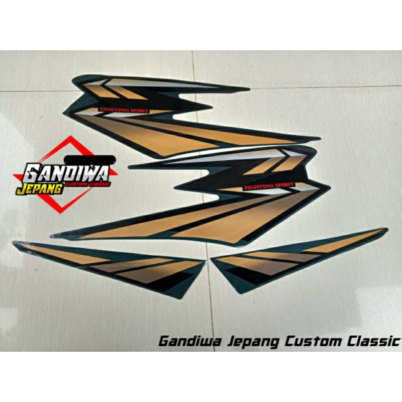 Jual striping stiker motor Yamaha RX king 2002 warna hijau botol ijo