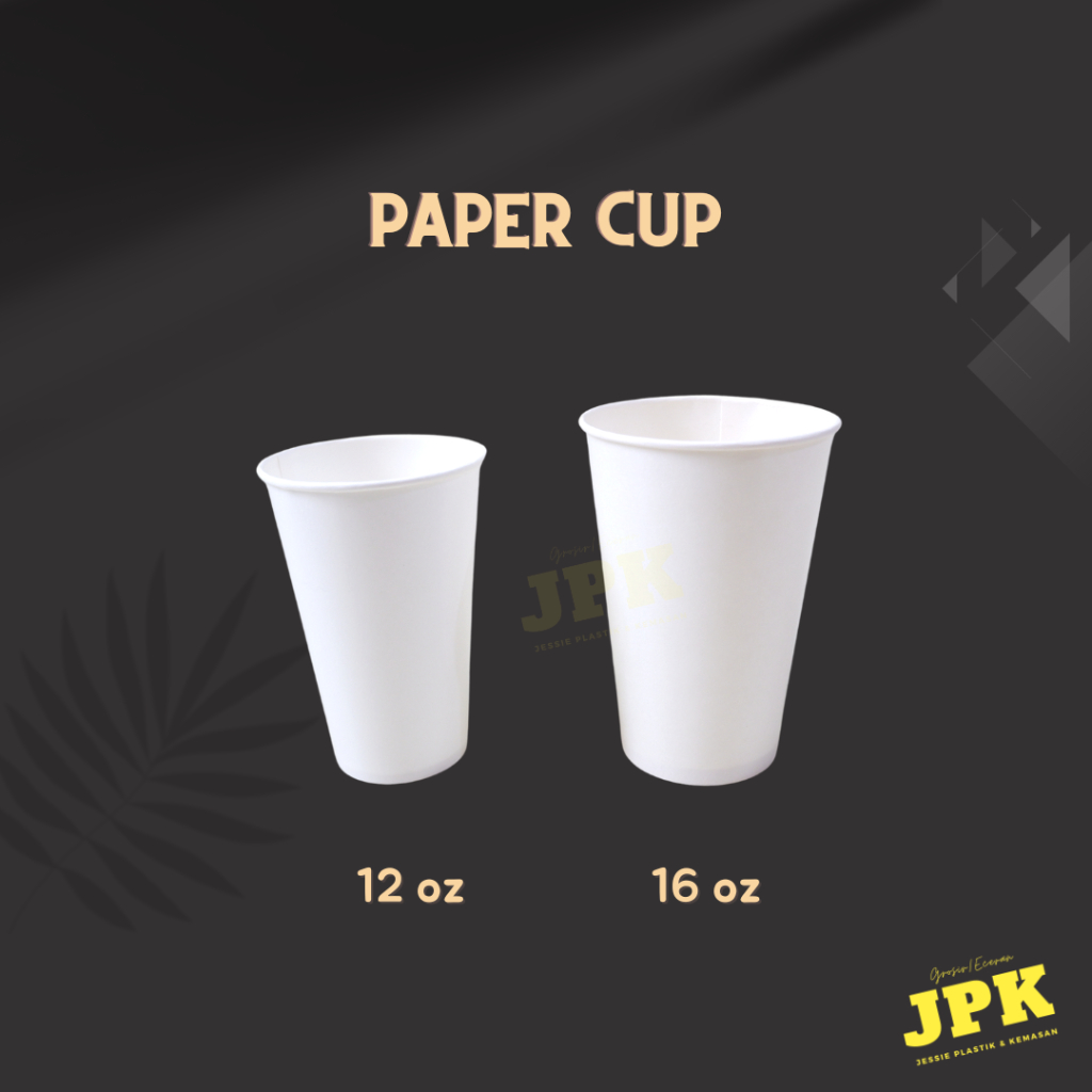 Jual paper cup / gelas kertas putih polos 12 oz / 16 oz isi 50 pcs ...