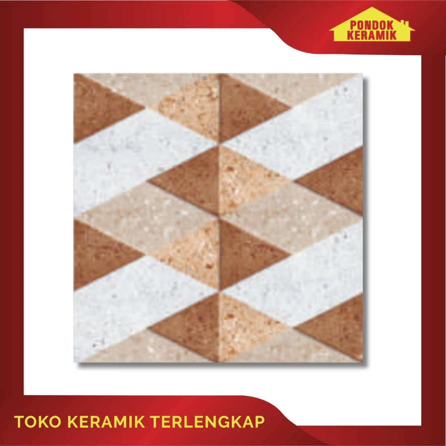 Keramik Lantai Avignon 50x50 Saitama Brown Permukaan Matt Spray