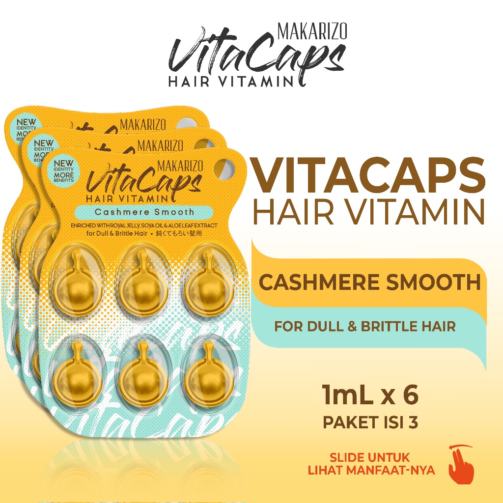 Jual Paket Isi 3 Makarizo Vitacaps Hair Vitamin Cashmere Smooth Vitamin Rambut Kapsul 6 X 1 Ml 