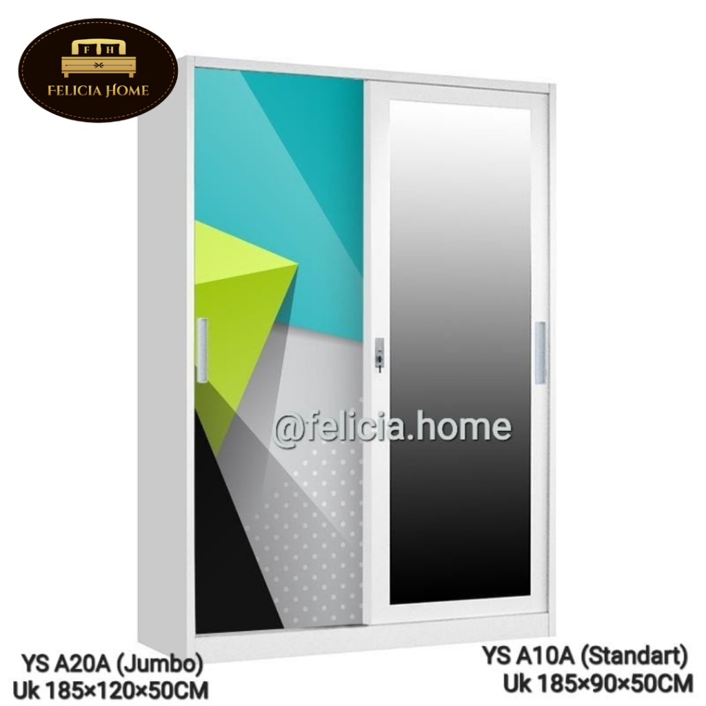 Jual Lemari Pakaian Besi Sliding 2 Pintu Ukuran Standart Dan Jumbo