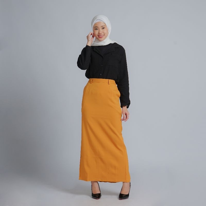 Jual Rok kerja wanita span terbaru polyester premium stretch import ...