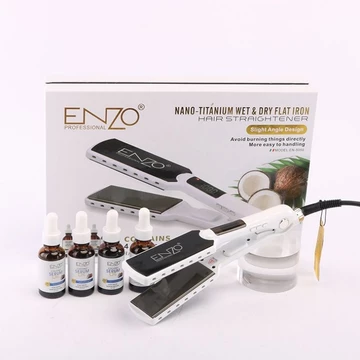 Catok ENZO Profesional EN 5050 COCONUT Titanium Ceramic Bonus 4pcs Serum Dr.Enzo Smoothing