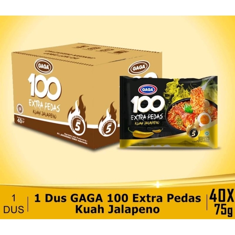 Jual Mie Gaga 100 Extra Pedas Kuah Jalapeno 75g 1 Dus Isi 40 Bungkus