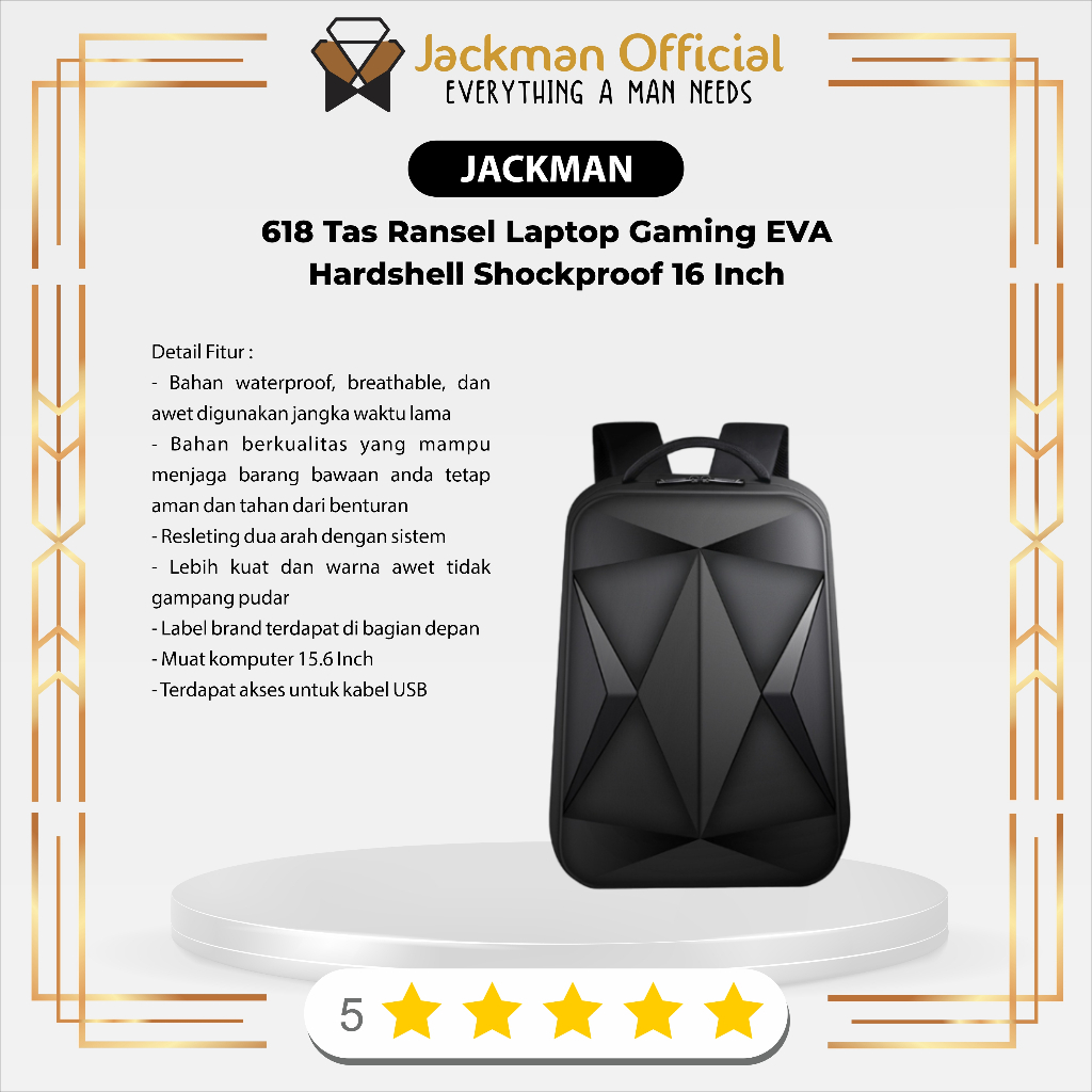 Jual JACKMAN 618 Tas Ransel Laptop Gaming EVA Hardshell Shockproof 16 ...