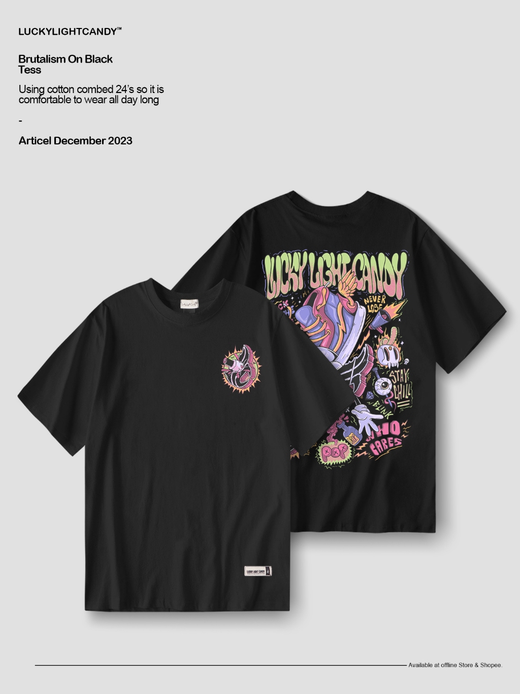 Jual Lucky Light Candy Brutalism Logo (Black T-Shirt Shopee  Indonesia