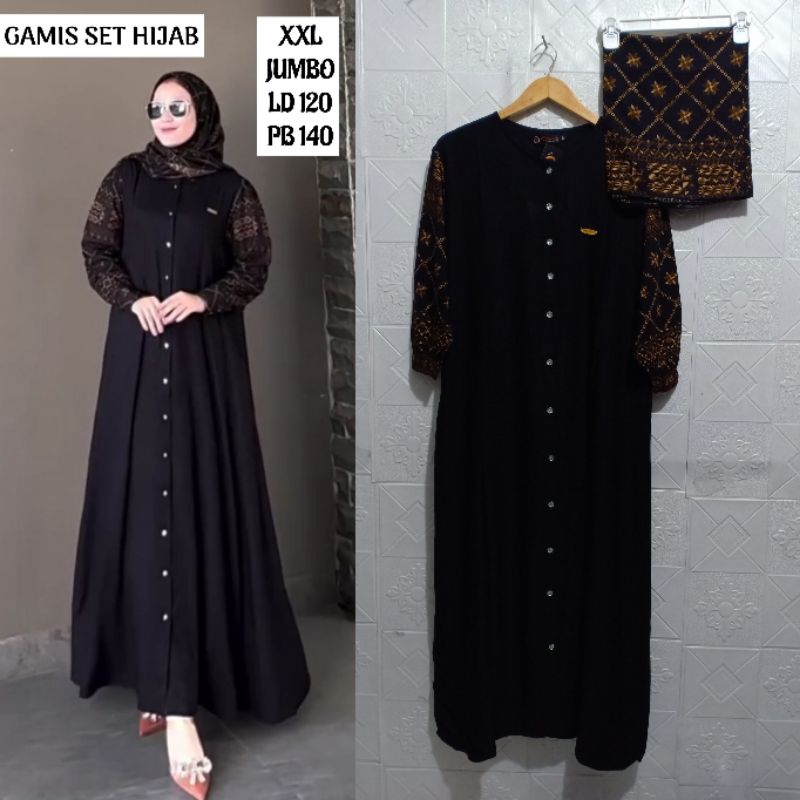 Jual Gamis Set Hijab Rayon Premium Black Series Gamis Sultan Zara