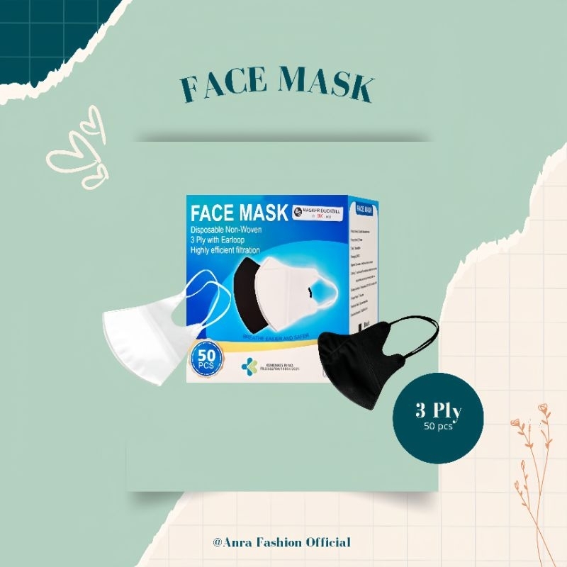 Jual MASKER DUCKBILL PUTIH / HITAM 3D 3 Ply Isi 50 Pcs Face Mask Murah ...