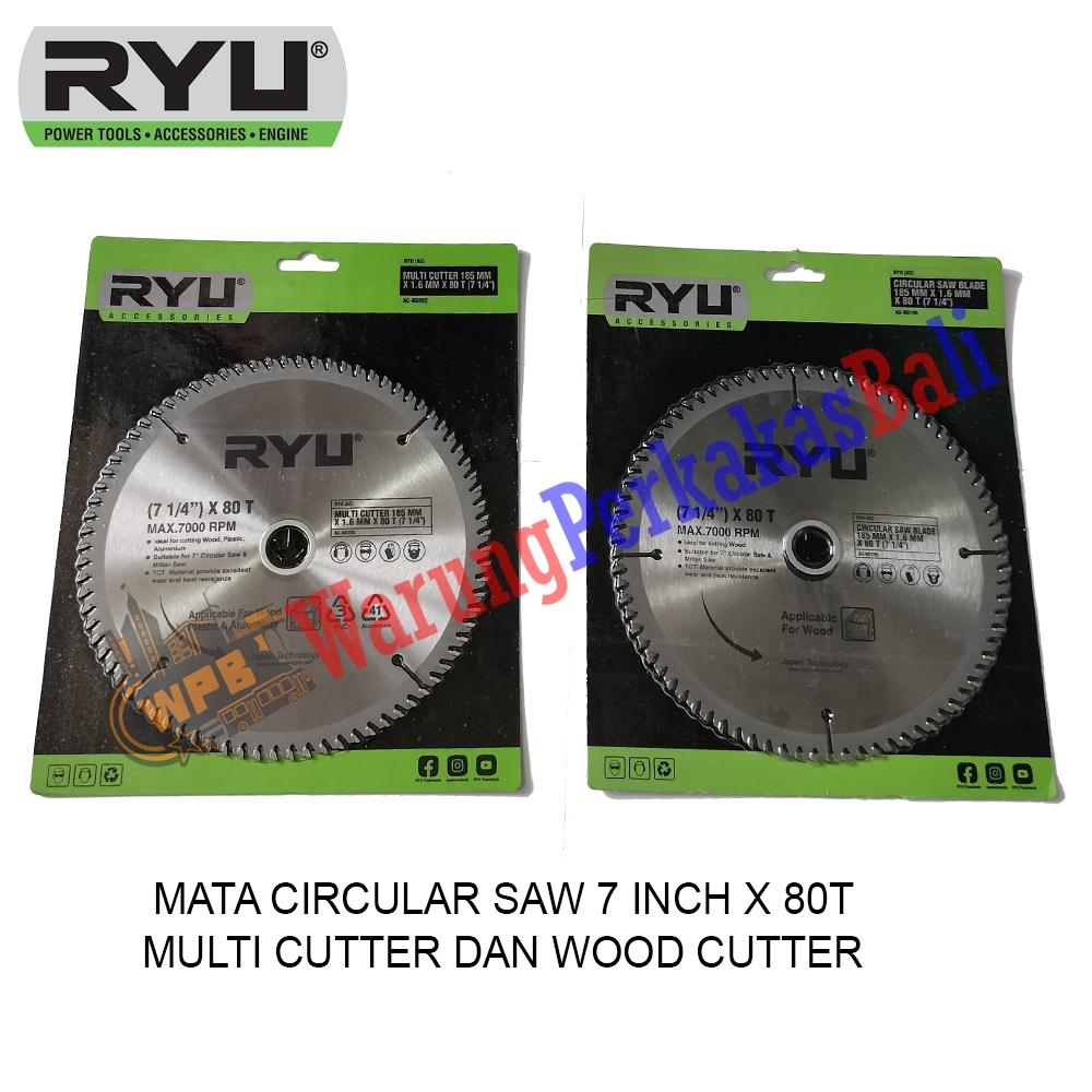 Jual RYU Mata Circular Saw 7 Inch 7X80T Multi Cutter 185mm Aluminium ...