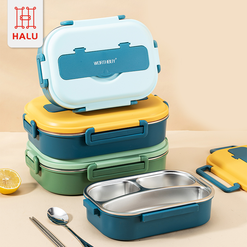 Jual Halu Lunch Box 750ML Stainless Kotak Makan 3 Sekat Tahan Panas Dan ...