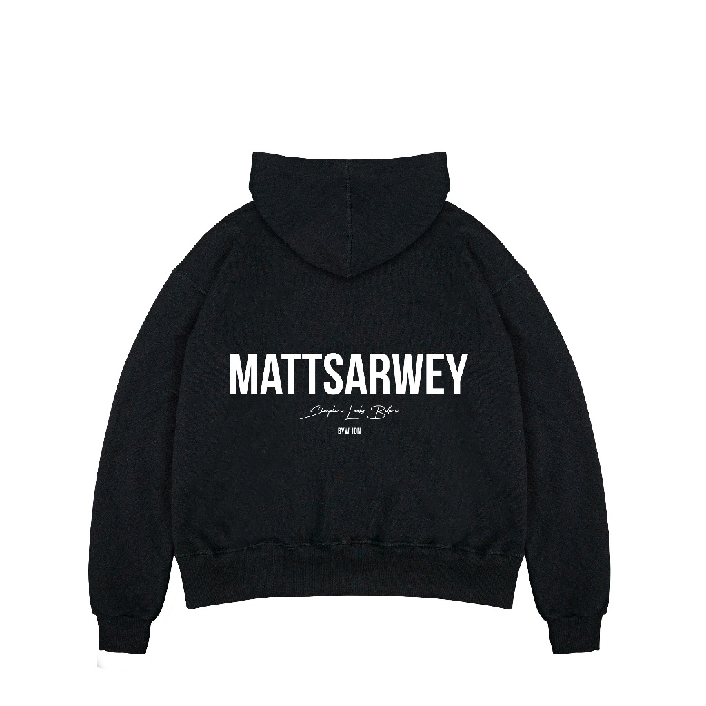Jual Matt Sarwey Heavyweight Hoodie Box Black Oversized Hitam 330 Gsm