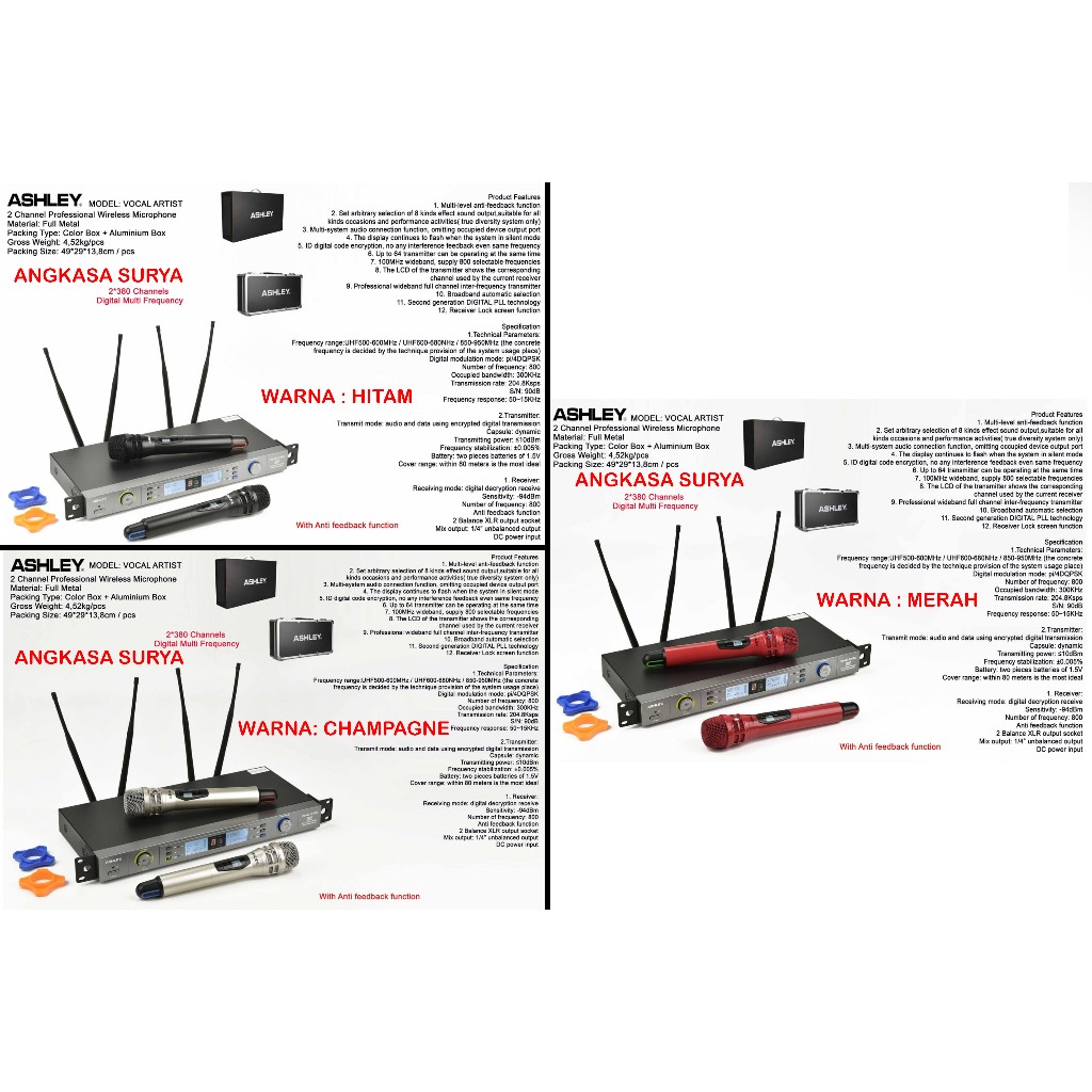 Jual Mic Wireless ASHLEY VOCAL ARTIST ORIGINAL Koper Hardcase Anti