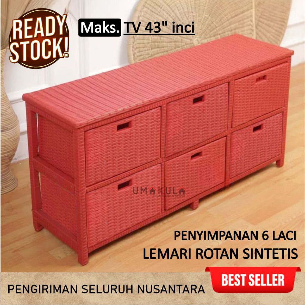 Lemari Rotan Laci 6 Multifungsi
