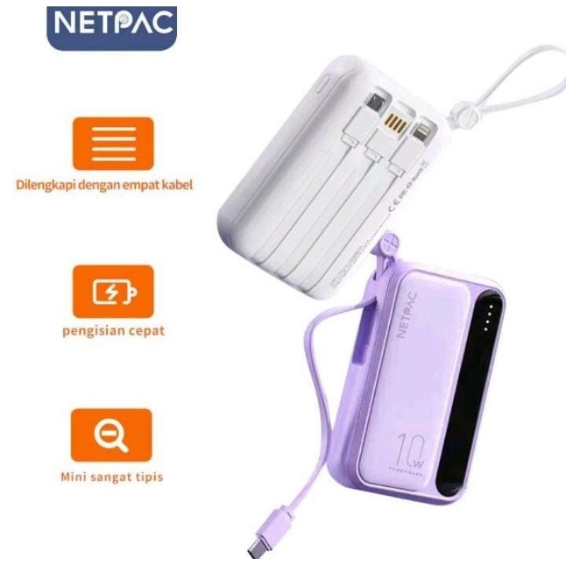 Jual NETPAC Powerbank Fast Charging Mini Powebank 10000 mAh Power Bank ...