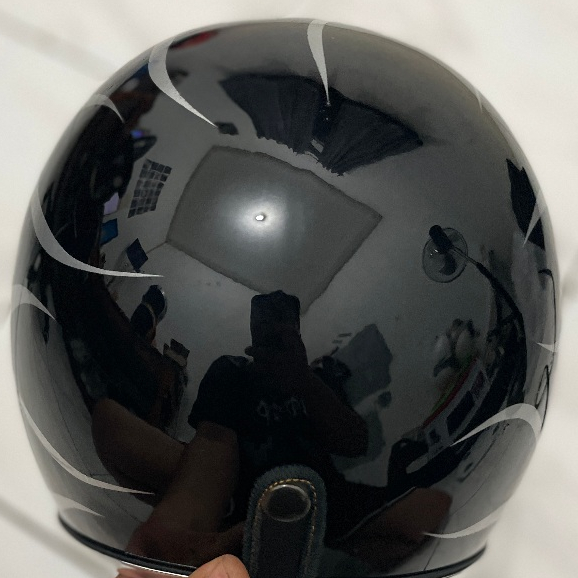 Jual HELM BOGO DEWASA CUSTOM MOTIF API FLAME SILVER LIST CROM SNI ...
