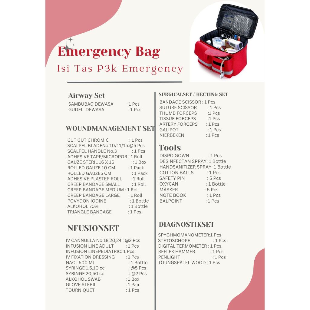 Jual Tas Alat Medis Kesehatan / Tas P3k Perawat / Tas PMI / EMERGENCY ...