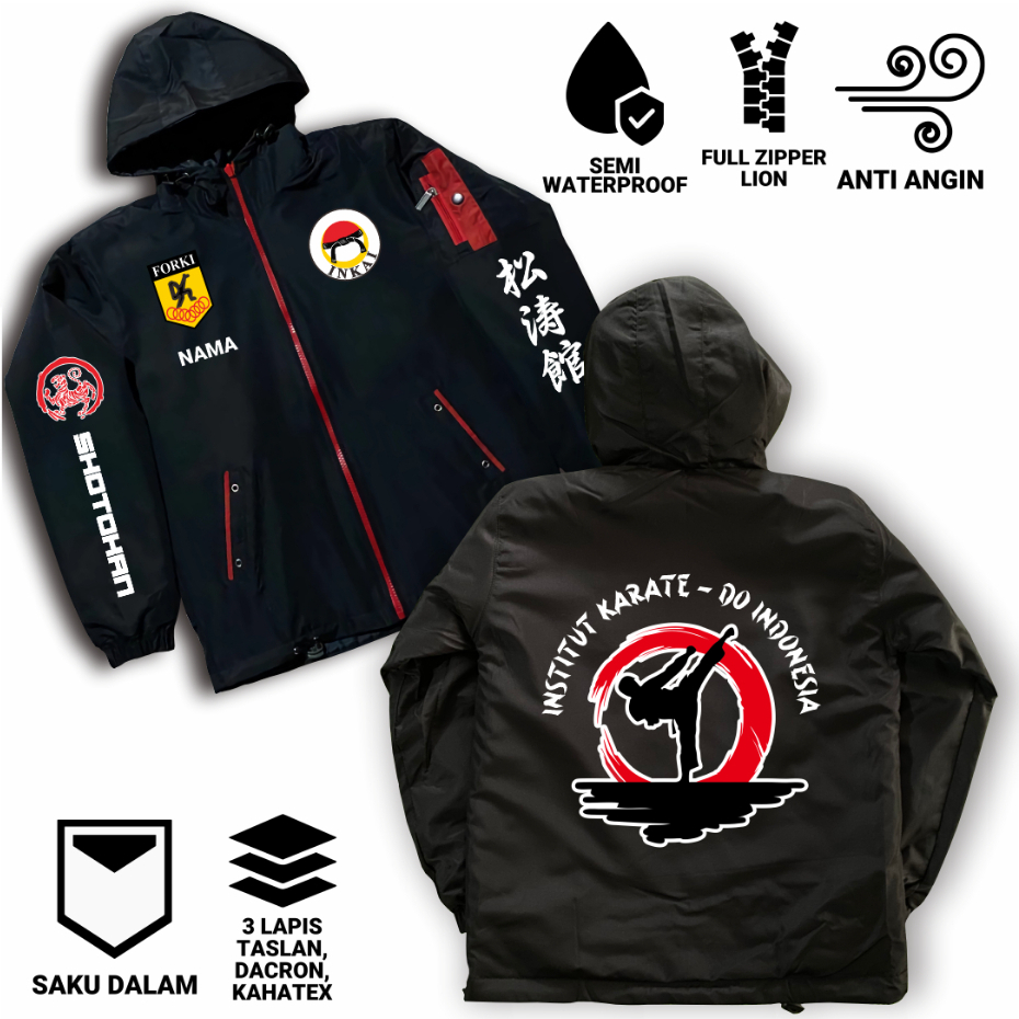Jual Jaket Anak Karate Inkai Shotokan Parasut Semi WF Bisa Custom ...