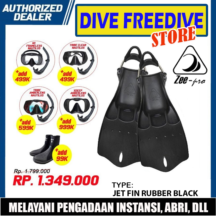 Jual Jet Fin Open Heel Zeepro Fins Sidemount Mask Snorkel Long Boot