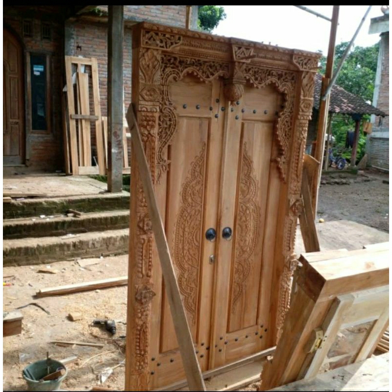 Jual Pintu Gapura Gebyok Minimalis Ful Kayu Jati Ukir Jepara Shopee