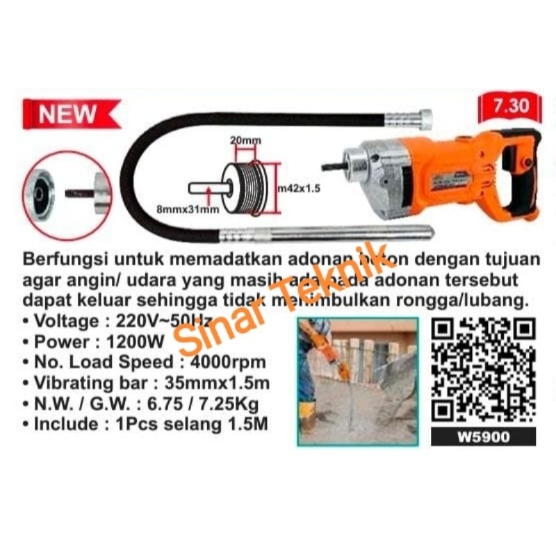Jual Mesin Pemadat beton Listrik Concrete Vibrator Wipro W 5900