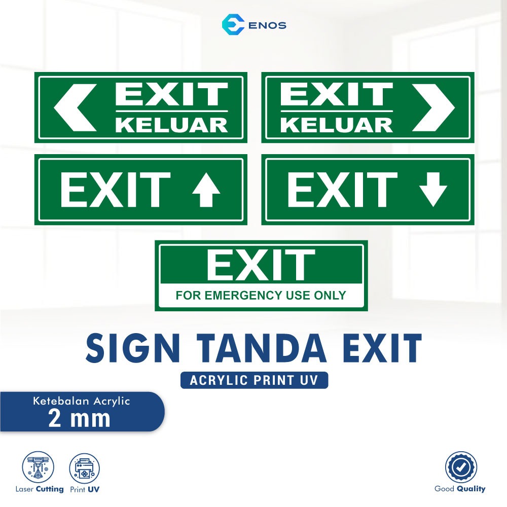 Jual [ENOS DIGITAL] Sign Tanda Keluar Jalur Exit Akrilik Acrylic Print