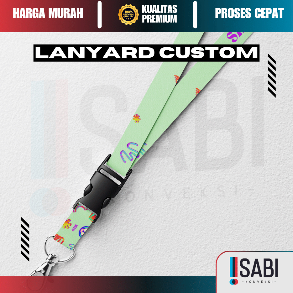 Jual CUSTOM TALI LANYARD SATUAN CETAK LANYARD FULL PRINT 2 SISI SATUAN ...