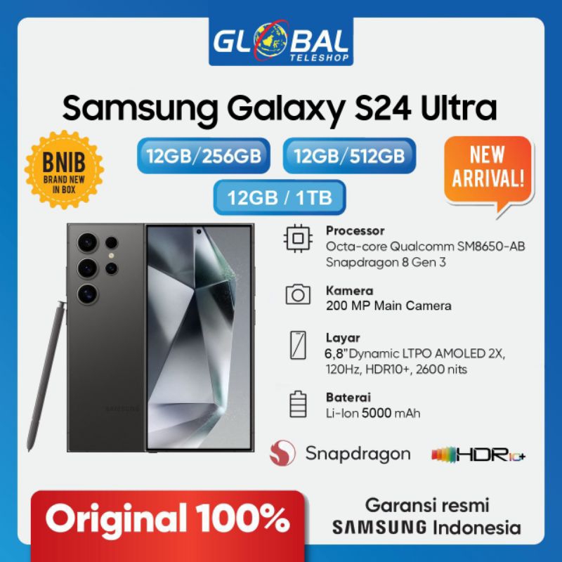 Jual Samsung Galaxy S24 Ultra 5G (256GB/512GB/1TB) - Garansi Resmi