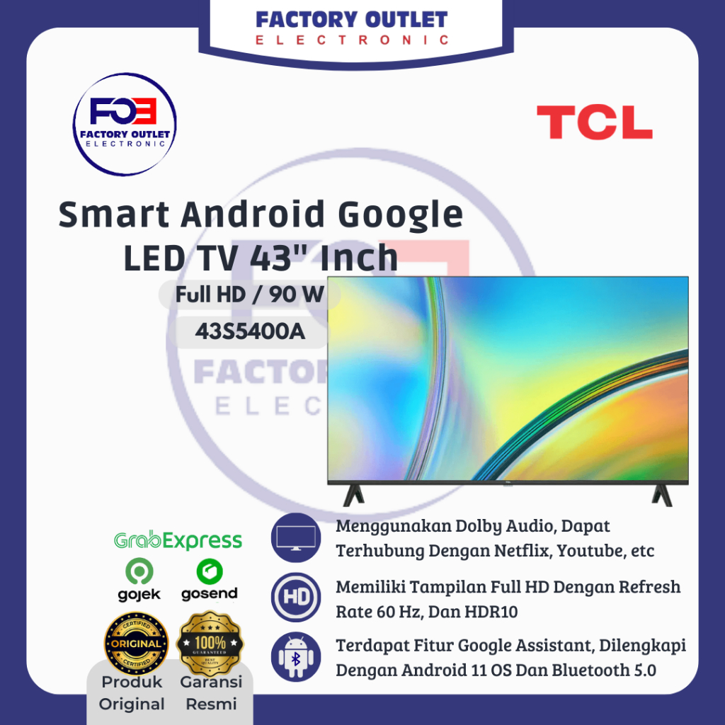Jual TCL 43S5400A 43 S5400A Android Smart LED TV Full HD FHD 43
