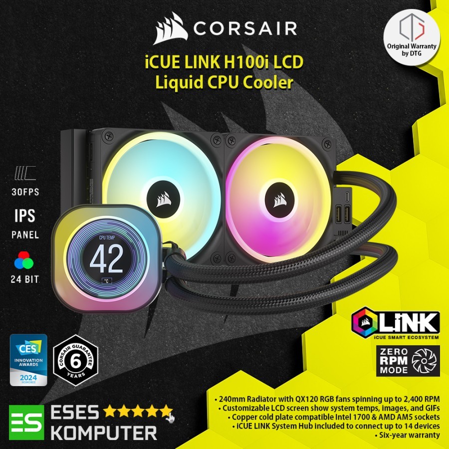 Jual Corsair ICUE LINK H100i LCD BLACK Liquid CPU Cooler AIO 240mm ARGB ...