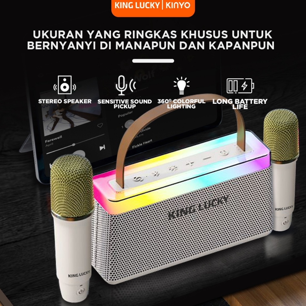 Jual Model Baru KINGLUCKYKINYO C1 DUA MIC Speaker Karaoke Bluetooth 53
