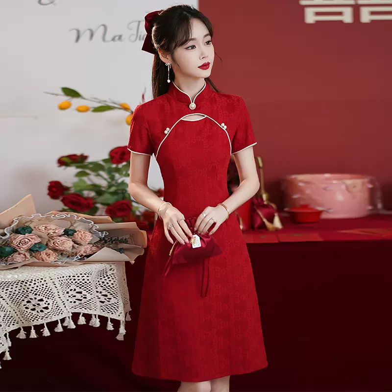 Jual Yangmi Qipao Dress Cheongsam Cnyimleksincia Super Premium Dress Cheongsam Merah Bahan 