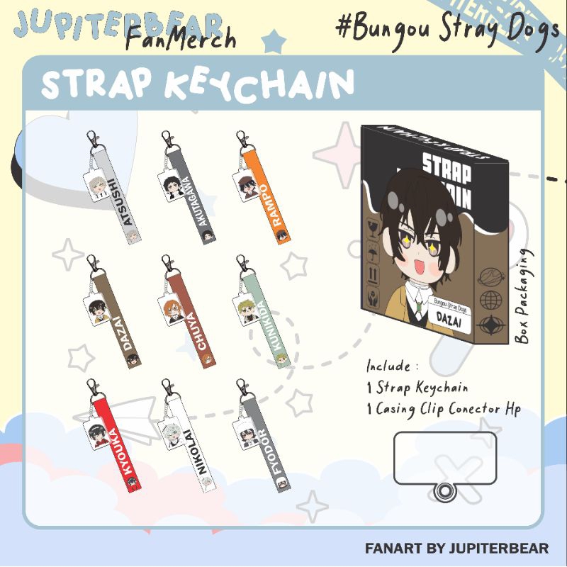Jual [BSD] Strap Keychain Bungou Stray Dogs art by Jupiterbear | Shopee ...