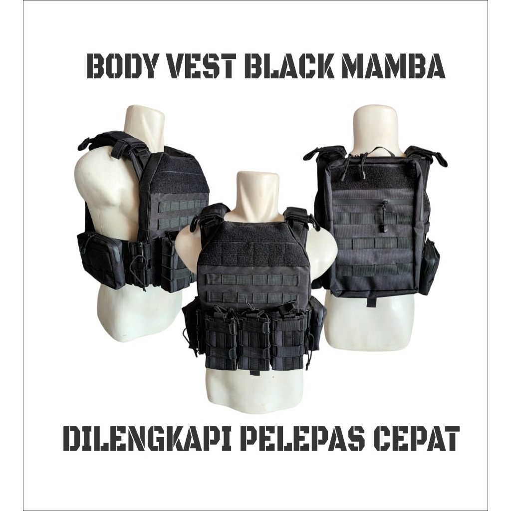 Jual Durhaim Body Vest Anti Peluru Black Mamba Original Bodyvest Quick Release Rompi Anti Peluru