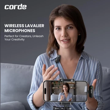 CORDE Wireless Microphone 2 In 1 Clip On Mic Portable For Creators Vlog Podcast CWM102