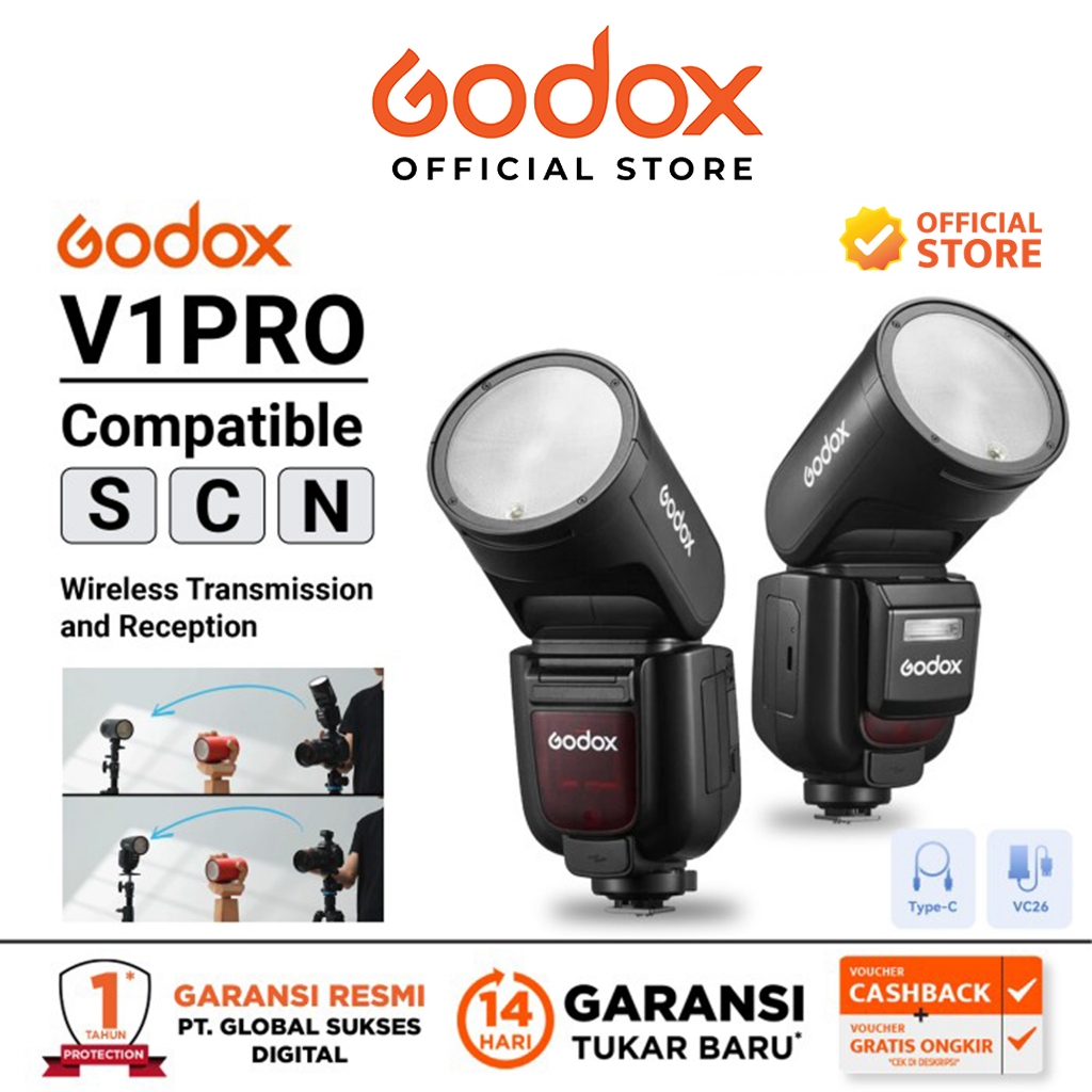 Jual Godox V1Pro Round Head Flash For Camera Flash V1 Pro Canon Sony ...