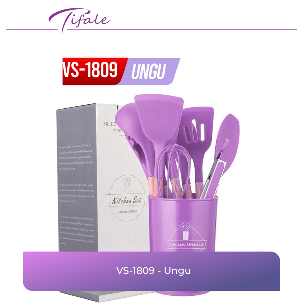 Jual Tifale Silicone Utensil Pcs Spatula Peralatan Masak Sutil Pegangan Kayu Baking Set Alat