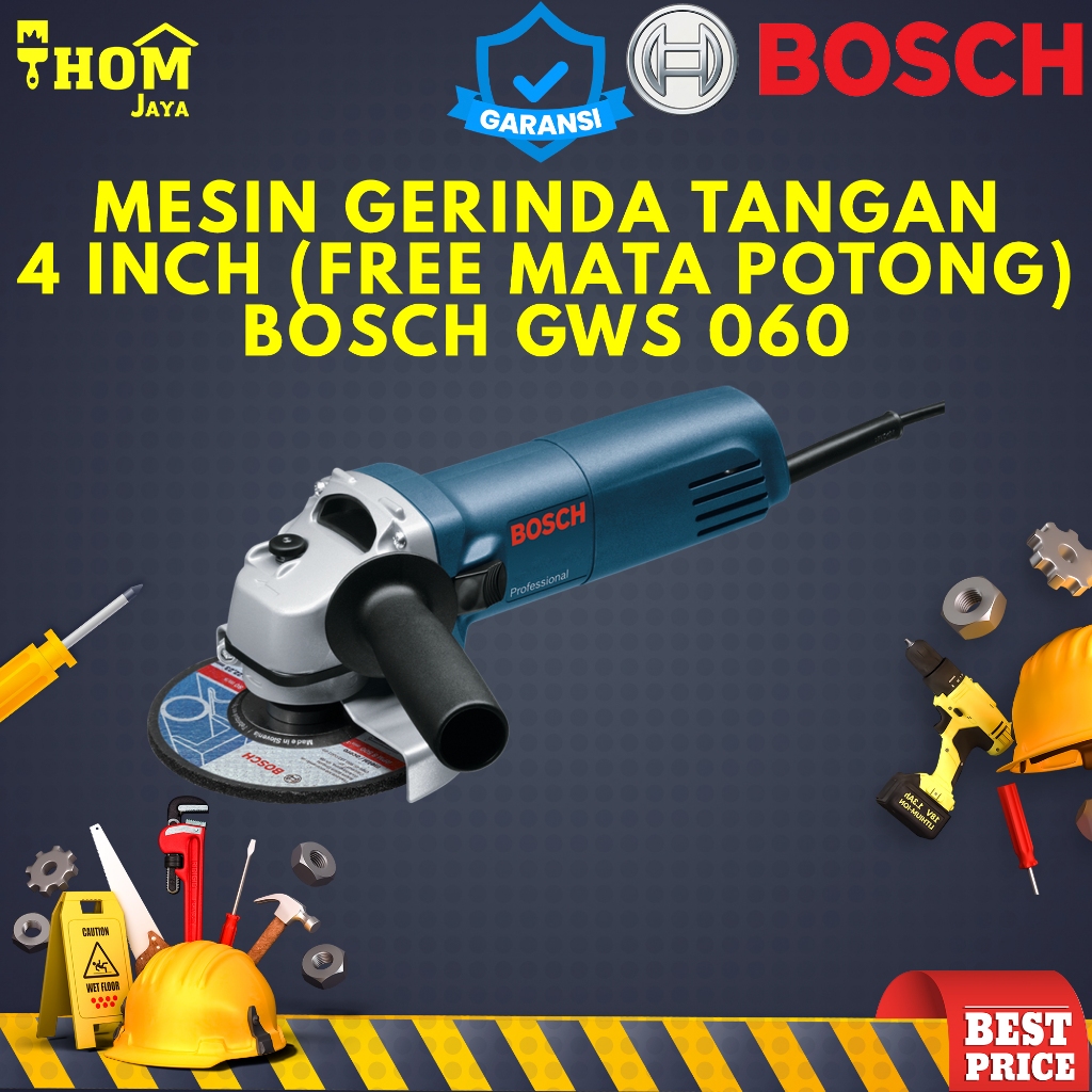 Jual MESIN GERINDA TANGAN (FREE MATA PISAU) - 4 INCH / 10MM - BOSCH GWS ...