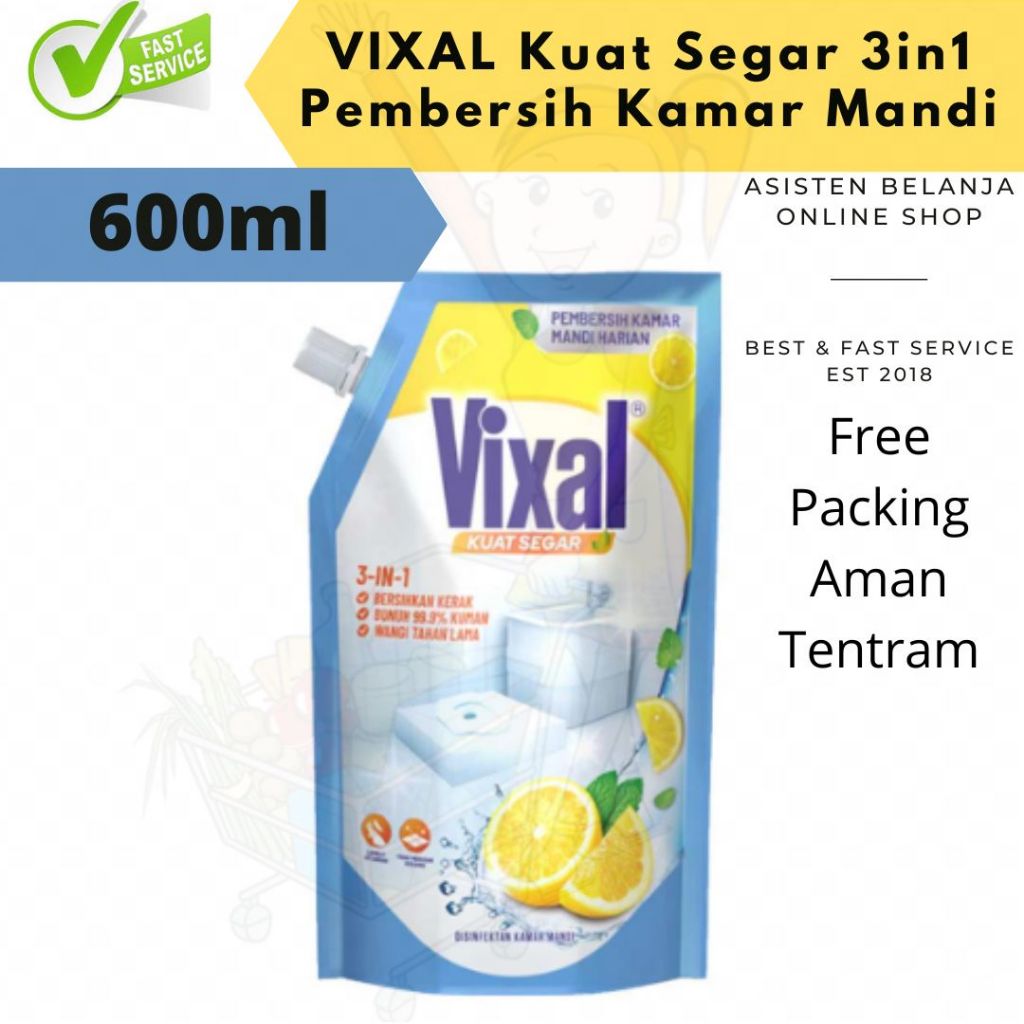 Jual Vixal Kuat Segar Lemon Pembersih Kamar Mandi Pouch 600 ml | Shopee ...