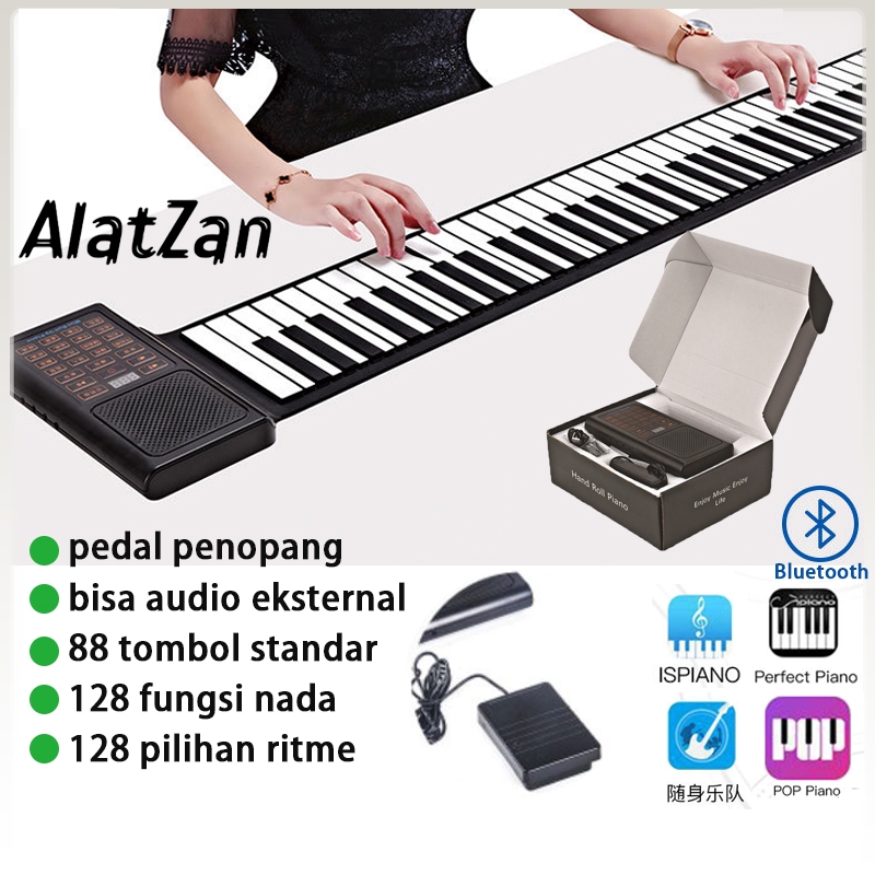 Jual 88 Keys Piano Keyboard Portable Lipat Silikon Fleksibel Hand Roll ...