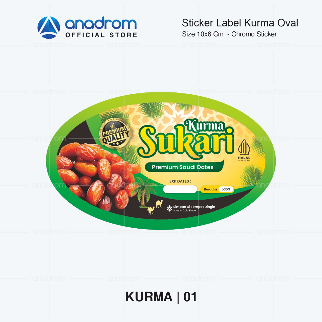 Jual Sticker Label Kurma Oval Sticker Kurma Sukari Khalas Ajwa