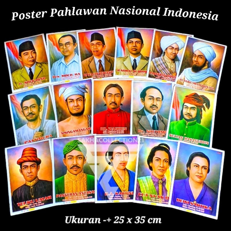 Jual Poster Pahlawan Nasional Indonesia / Gambar Pahlawan / Foto