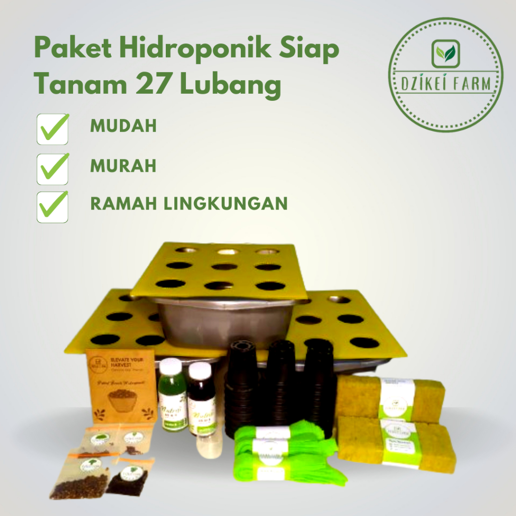 Set Paket Hidroponik Lengkap Untuk Pemula 27 Lubang 3 Bak 3 Jenis Benih, Siap Tanam dan Berkebun dengan Wick System