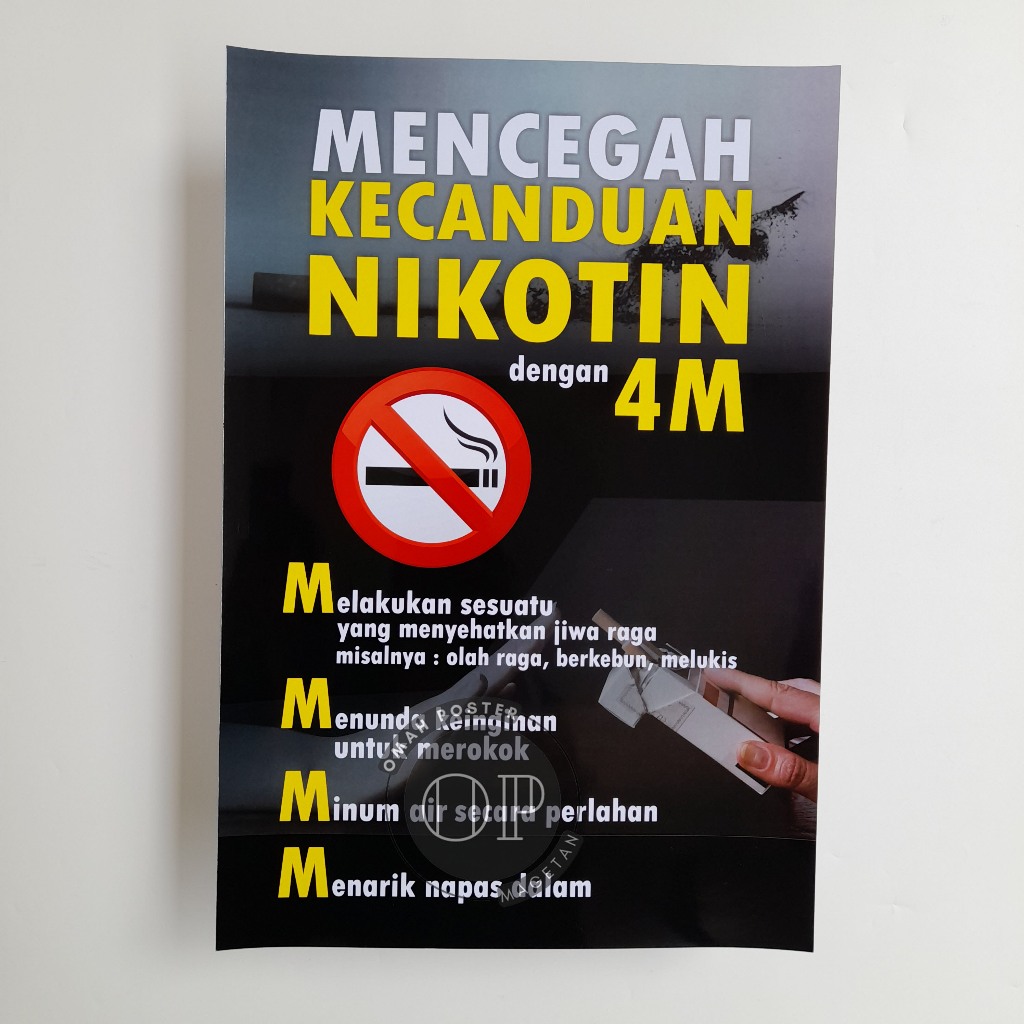 Jual Poster Mencegah Kecanduan Nikotin dengan 4M - Rokok - Dilarang ...