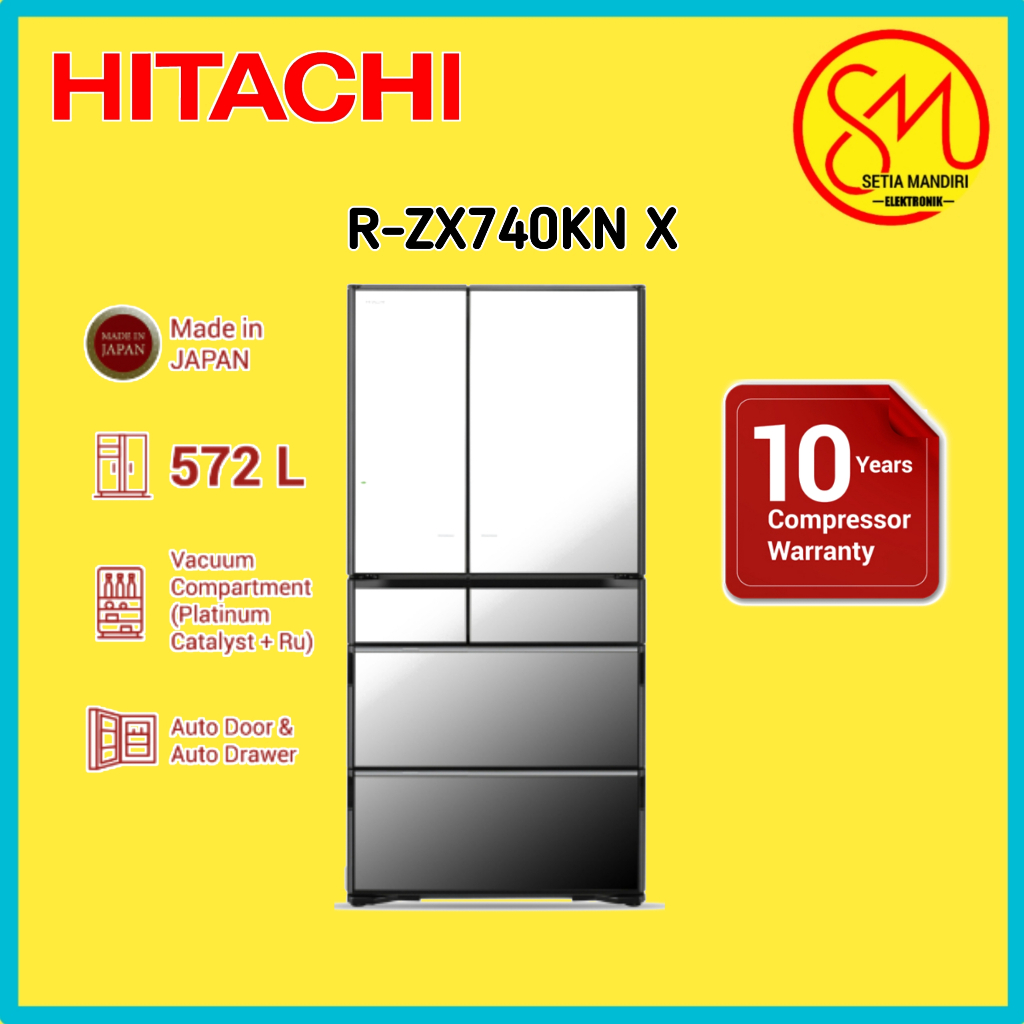 Jual Kulkas hitachi R-ZX740KN X Crystal Mirror 735 L Japan Series ...